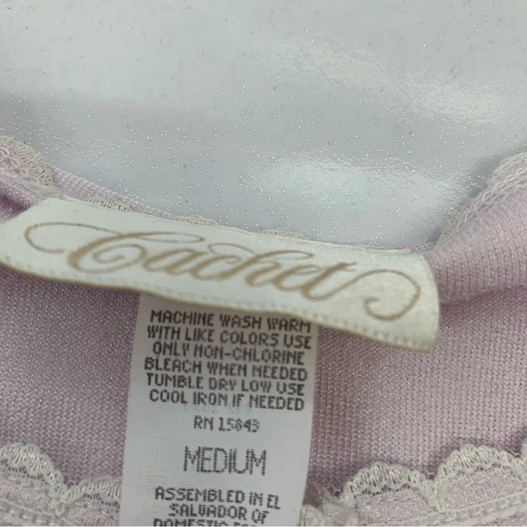 Vintage Cachet Long Nightgown Medium  Pink Satin Modest Long Sleeve‎ Embroidery - Picture 9 of 11